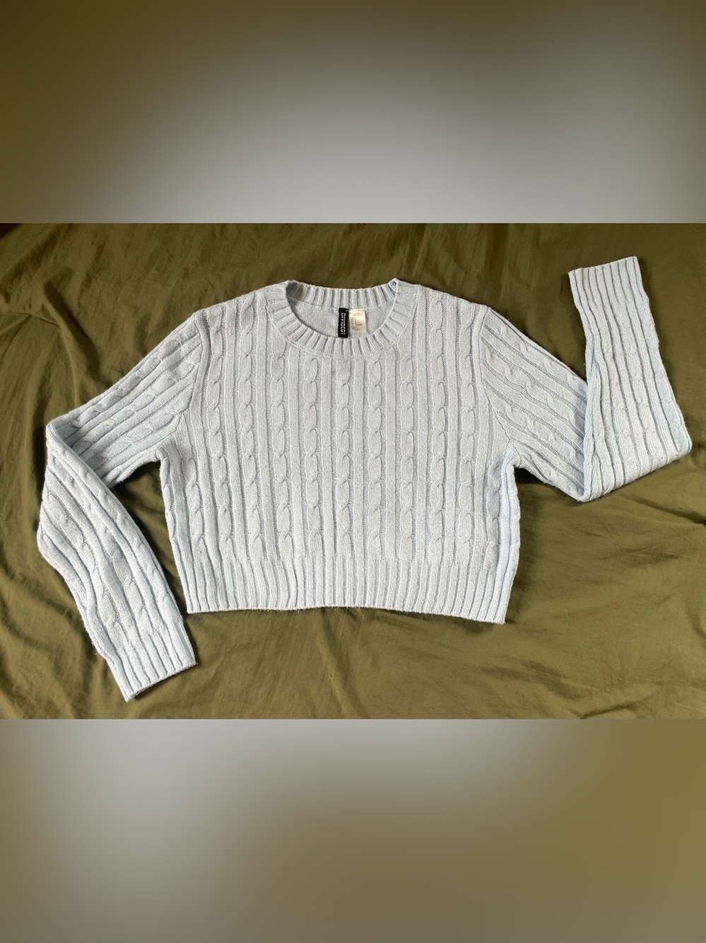 H&M Pale Blue Cable-Knit Crewneck Sweater